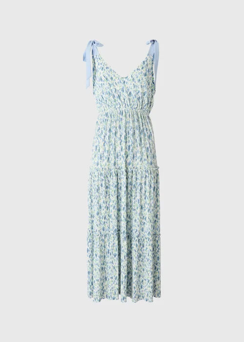 Cream Floral Plisse Tie Dress - Size 10 Image 3