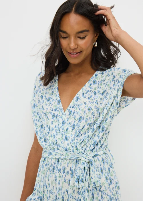 Cream Ditsy Floral Plisse Jumpsuit - 8 Image 1