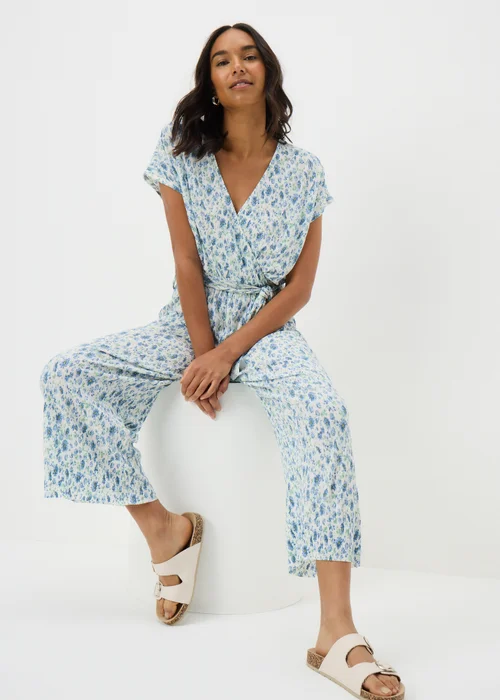 Cream Ditsy Floral Plisse Jumpsuit - 8 Image 2