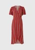 Red Striped Wrap Midi Dress - Size 8 Image 1