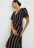 Black Stripe Wrap Midi Dress - Size 8 Image 2