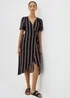 Black Stripe Wrap Midi Dress - Size 8 Image 1