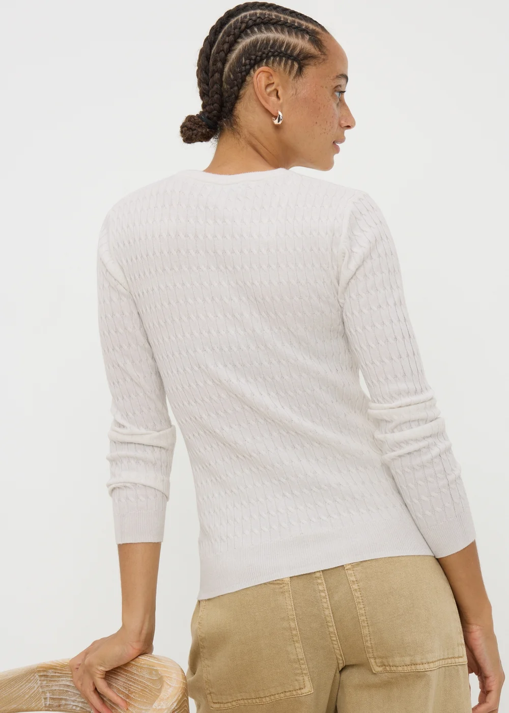 Cream Knitted Baby Cable Jumper - 26 Image 3
