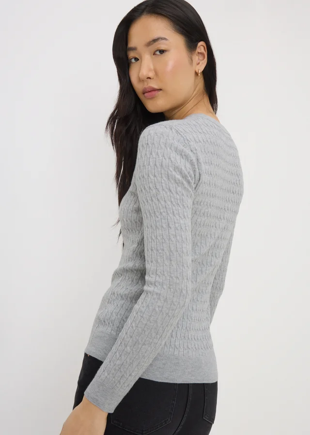 Grey Baby Cable Knit Jumper