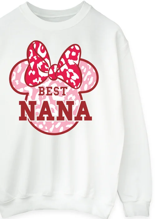 Spiral Galaxy Disney Minnie Mouse Best Nana Leopard White Sweatshirt - Large Image 2