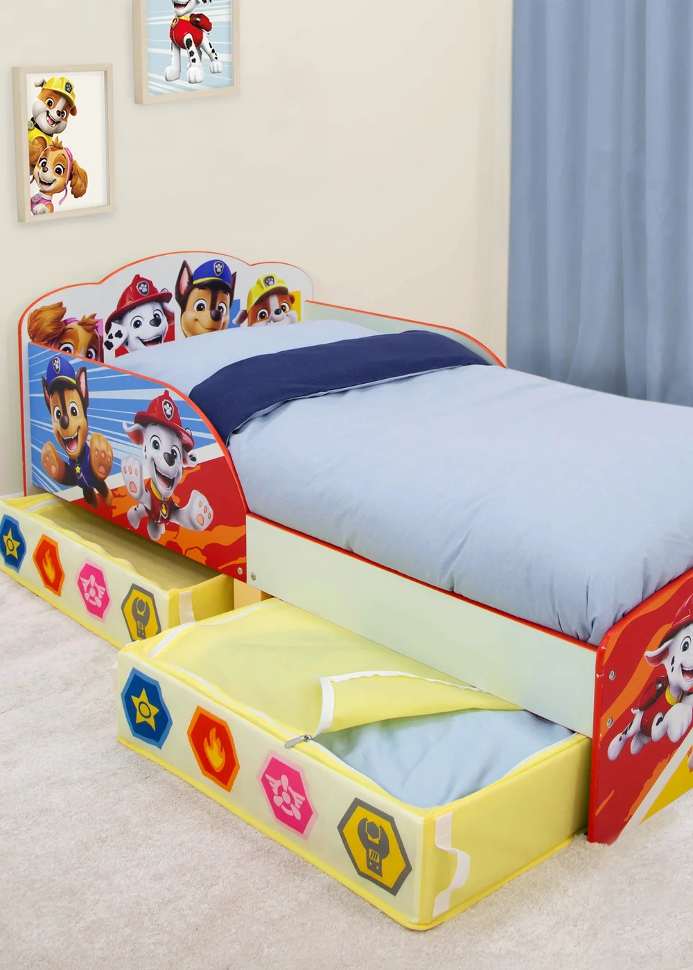 Paw Patrol Badges Toddler Bed with Storage - One Size Image 2