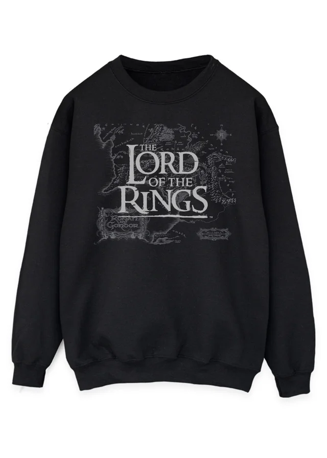 Spiral Galaxy Lord Of The Rings Map Black Sweatshirt