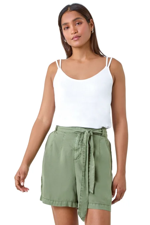 Roman White Double Strap V-Neck Stretch Vest Top - Size 16 Image 1