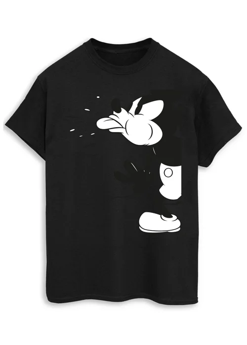 Spiral Galaxy Disney Mickey Mouse Split Black T-Shirt - Medium Image 1