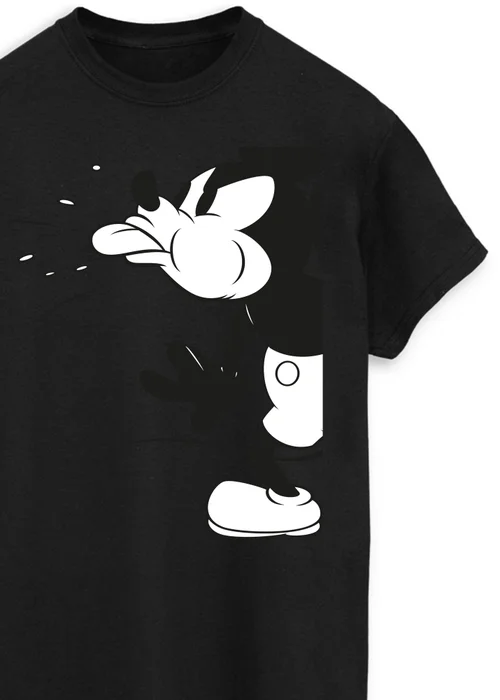 Spiral Galaxy Disney Mickey Mouse Split Black T-Shirt - Medium Image 2
