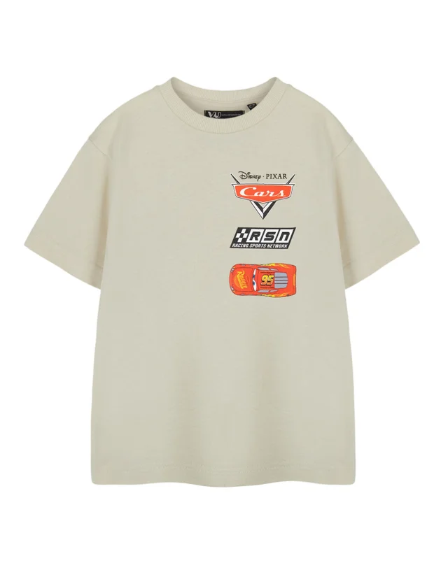 Disney Beige Cars Racing Sports Network Kids T-Shirt (3-14 Years)