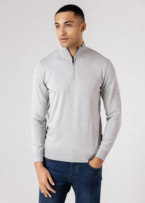 French Connection Light Grey 1/2 Zip Knitted Jumper - S Image 3