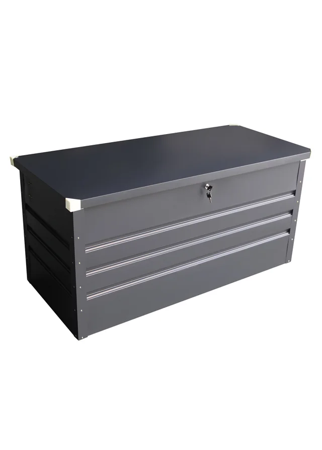 Charles Bentley Metal Storage Chest w/ Lock & Key Waterproof Seal Hydraulic Lid (H62cm x L132cm x W61cm)