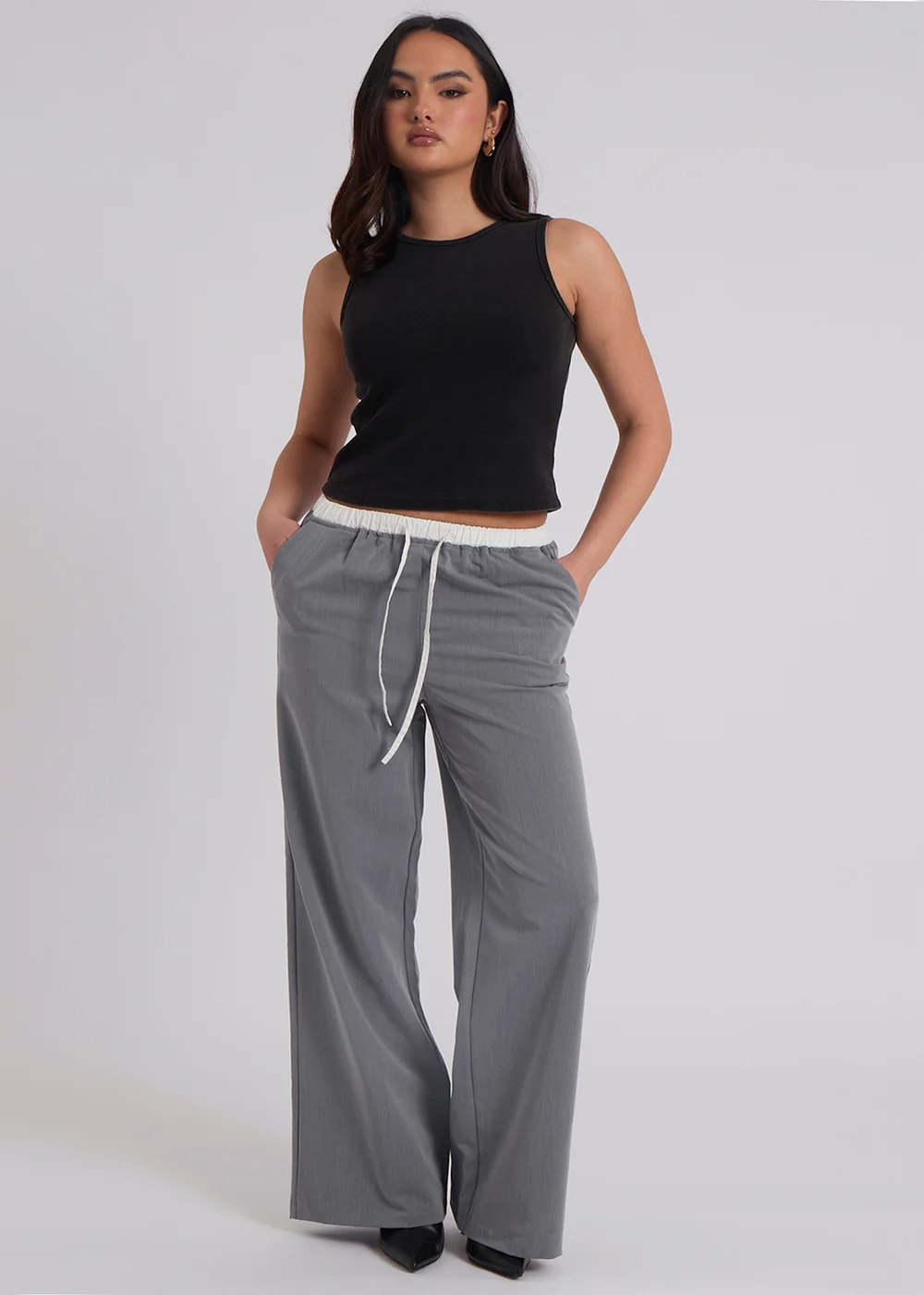 Urban Bliss Grey Elastic Double Waistband Trouser - 12 Image 1