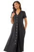 Roman Black Denim Button Through Midi Dress - Size 16 Image 2