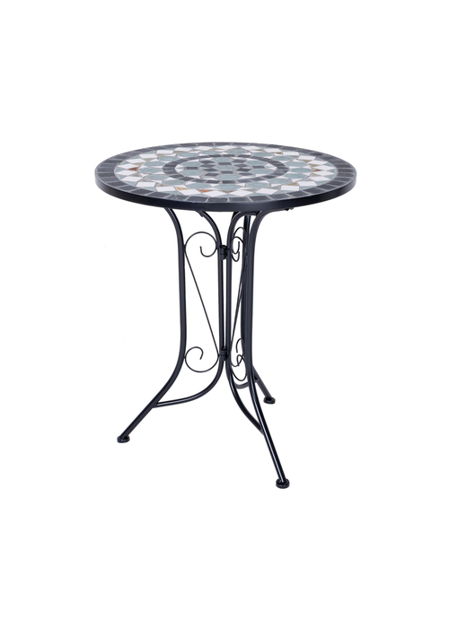 Charles Bentley 3 Piece Wrought Iron Mosaic Bistro Set (2 Seater) - One Size Image 4