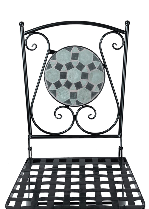 Charles Bentley 3 Piece Wrought Iron Mosaic Bistro Set (2 Seater) - One Size Image 3