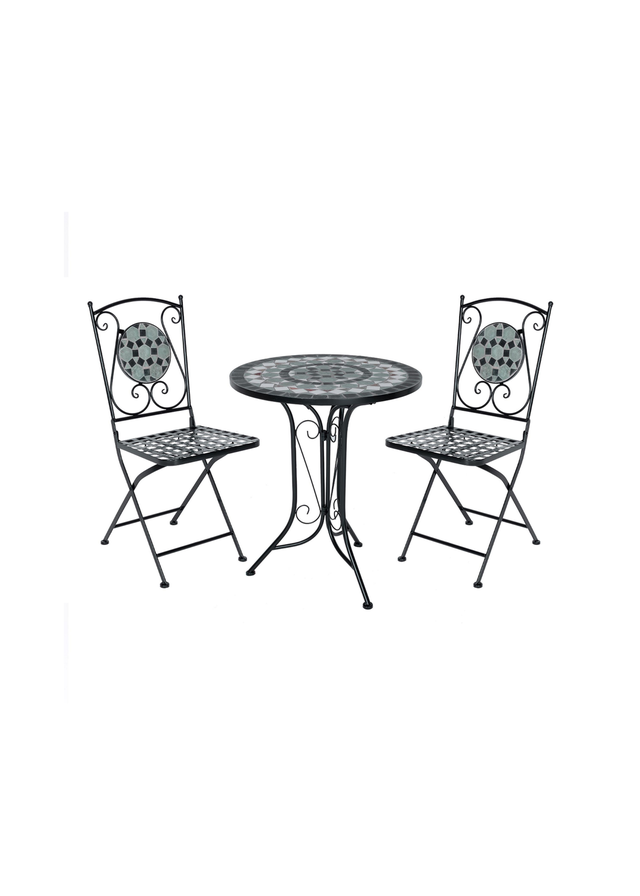 Charles Bentley 3 Piece Wrought Iron Mosaic Bistro Set (2 Seater)