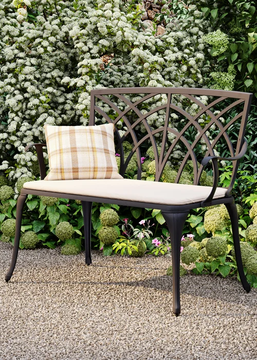 Charles Bentley 2 Seater Metal Cast Aluminium Garden Patio Bench - One Size Image 1