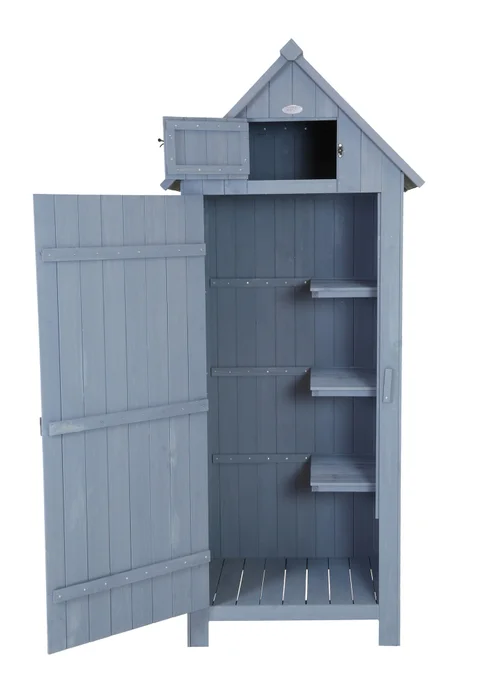 Charles Bentley FSC Slim Tall Garden Storage Shed Grey - One Size Image 2