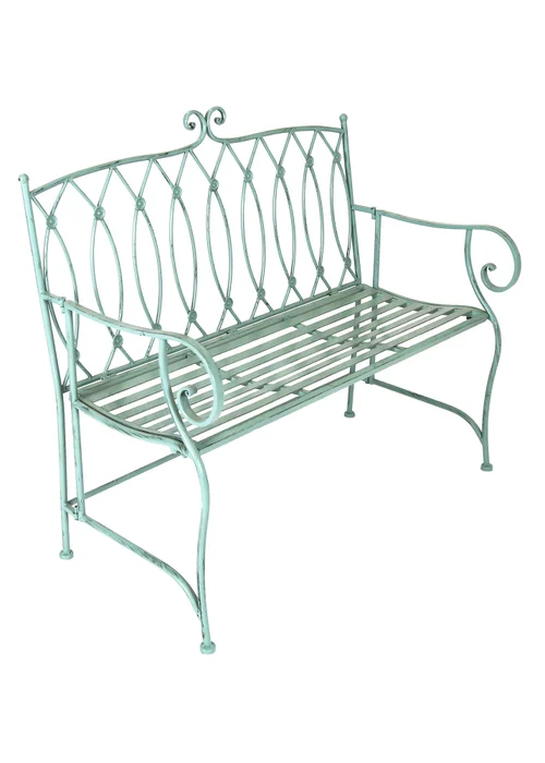 Charles Bentley Decorative Wrought Iron Outdoor Rustic Bench Green - One Size Image 2