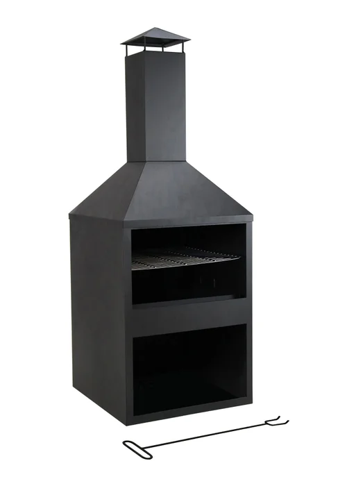 Charles Bentley Black Powder Coated Steel 118cm BBQ & Chimenea (H118cm x W44cm x D44cm) - One Size Image 4