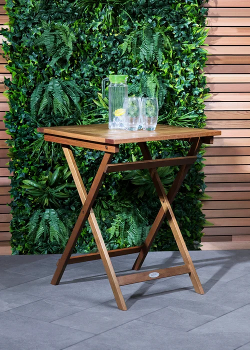 Charles Bentley Wooden Square Foldable Table FSC Certified (H74cm x W60cm x D60cm) - One Size Image 1
