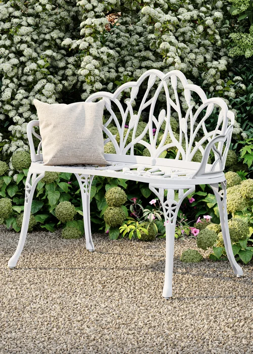 Charles Bentley White Tulip Cast Aluminium Metal 2 Seats Garden - One Size Image 1
