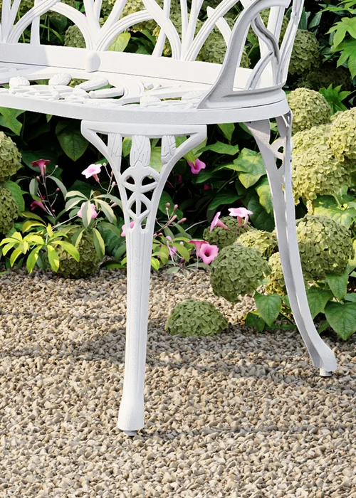 Charles Bentley White Tulip Cast Aluminium Metal 2 Seats Garden - One Size Image 3