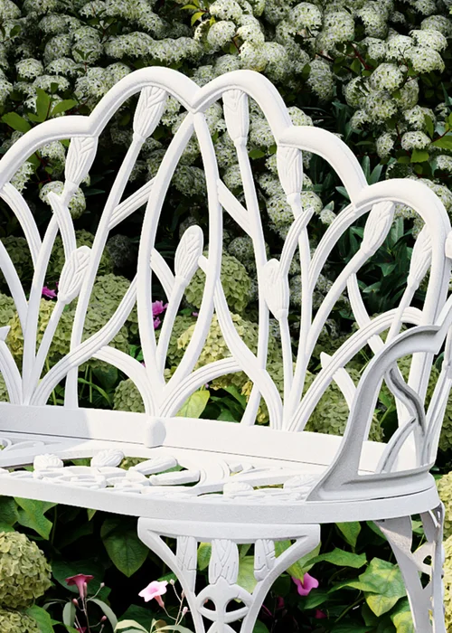 Charles Bentley White Tulip Cast Aluminium Metal 2 Seats Garden - One Size Image 2