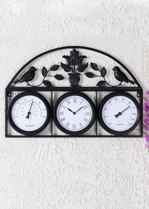 Charles Bentley Rutland Outdoor Triple Faced Wall Clock (H44cm x W66cm) - One Size Image 1