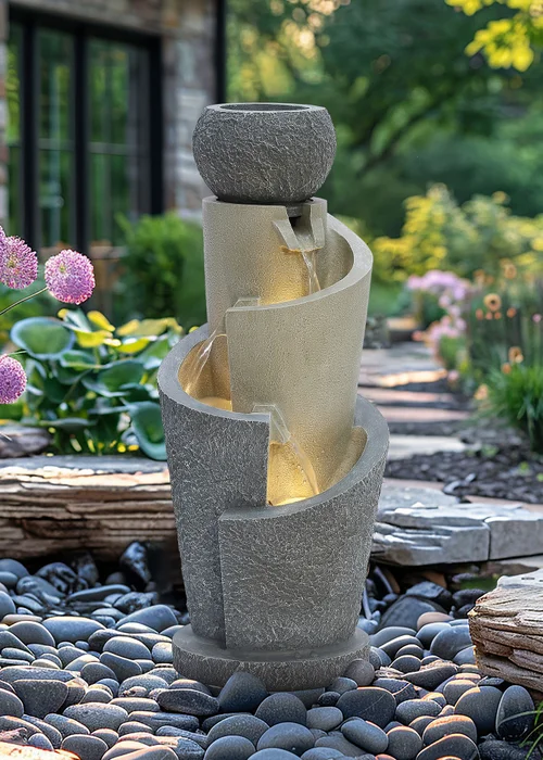 Charles Bentley Seine Cascading Water Feature (H66.5cm x W28cm x D28cm) - One Size Image 1