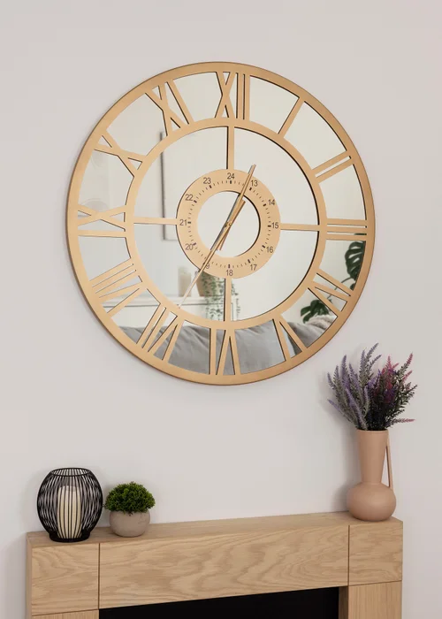 Charles Bentley Coniston Indoor Outdoor Mirrored Skeleton Wall Clock (Dia. 80cm) - One Size Image 2