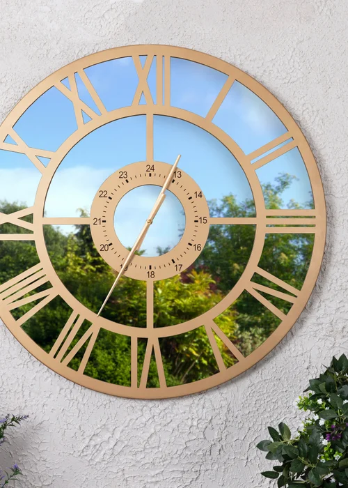 Charles Bentley Coniston Indoor Outdoor Mirrored Skeleton Wall Clock (Dia. 80cm) - One Size Image 1