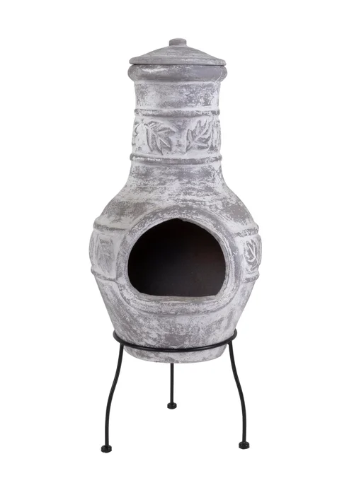 Charles Bentley Outdoor Medium Natural Clay Chiminea Patio Heater Firepit (H85cm x W36cm) - One Size Image 4