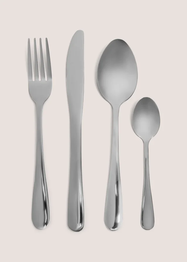 16 Piece Black Cutlery Set