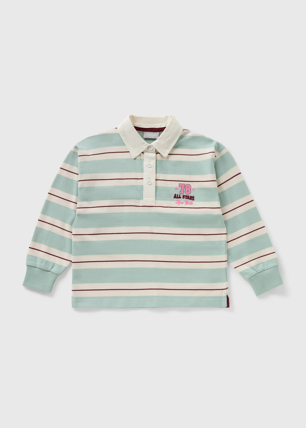 Girls Green Stripe Rugby Shirt (7-15yrs) - 13 Yrs Image 1