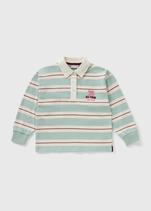 Girls Green Stripe Rugby Shirt (7-15yrs)