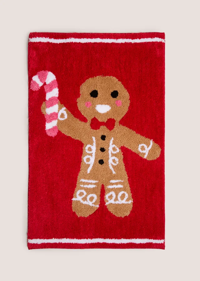 Red Gingerbread Bath Mat