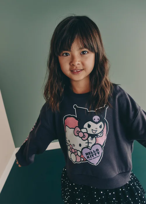 Hello Kitty Girls Charcoal Kuromi Mesh Sweater Dress (5-11yrs) - Age 10 Years Image 3