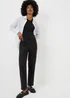 Black Waffle Straight Leg Trousers - Size 28 Image 1