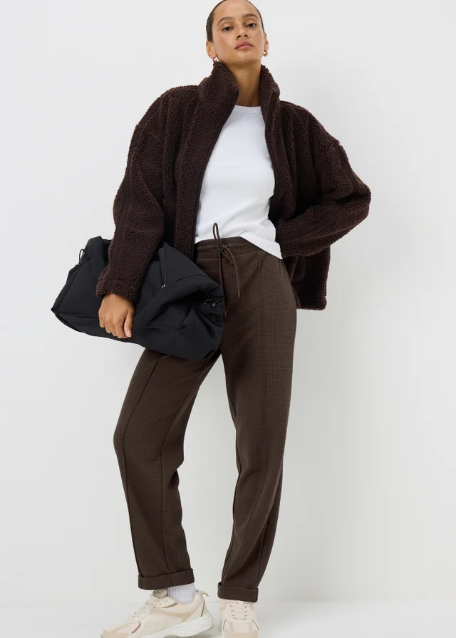 Chocolate Brown Waffle Straight Leg Trousers