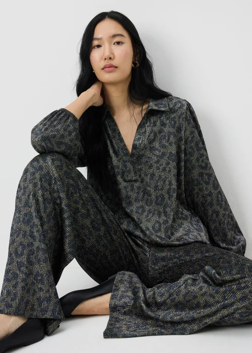 Gold Glitter Leopard Co Ord Trousers - Size 10 29 leg Image 1