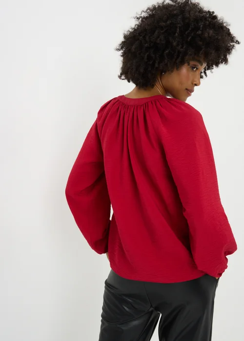Red Popover Long Sleeve Blouse - Size 28 Image 3