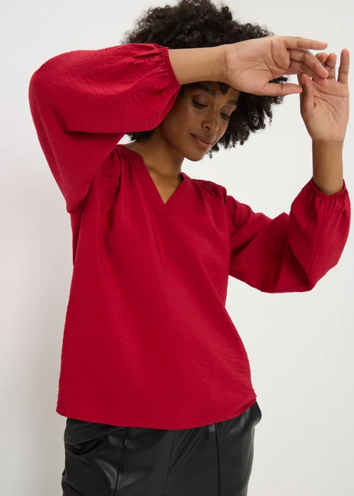 Red Popover Long Sleeve Blouse - Size 28 Image 2