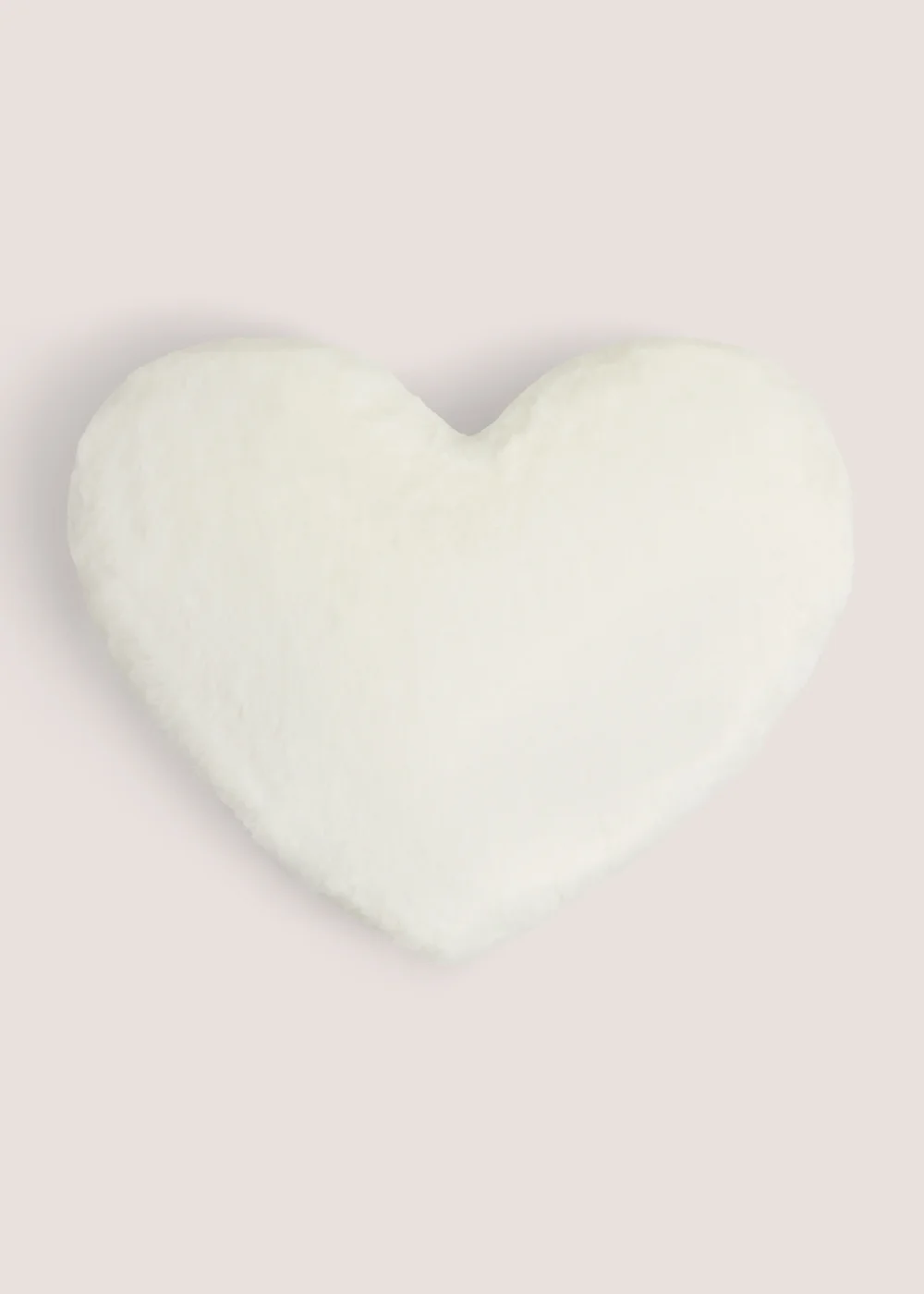 Cream Heart Shaped Faux Fur Cushion Image 1