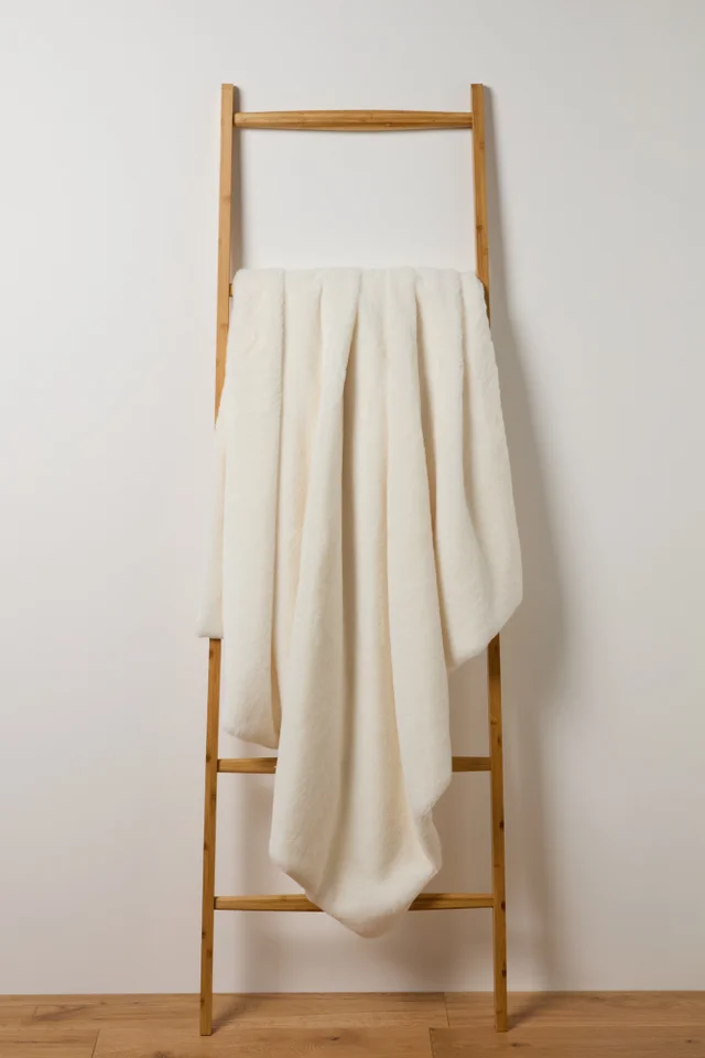 Cream Faux Fur Throw