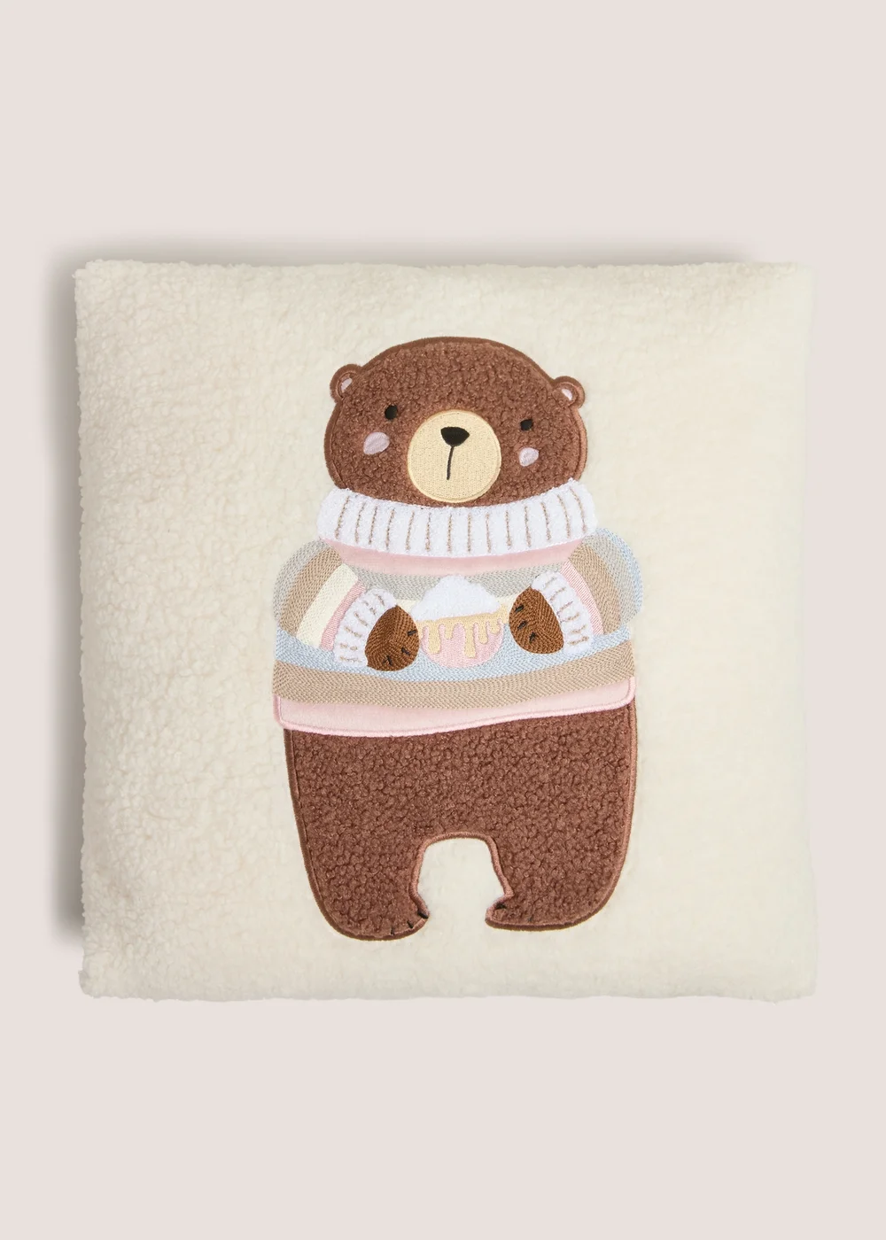 Cosy Bear Embroidered Cushion Image 1