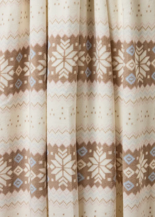 Brown Fairisle Printed Sherpa Throw Image 2