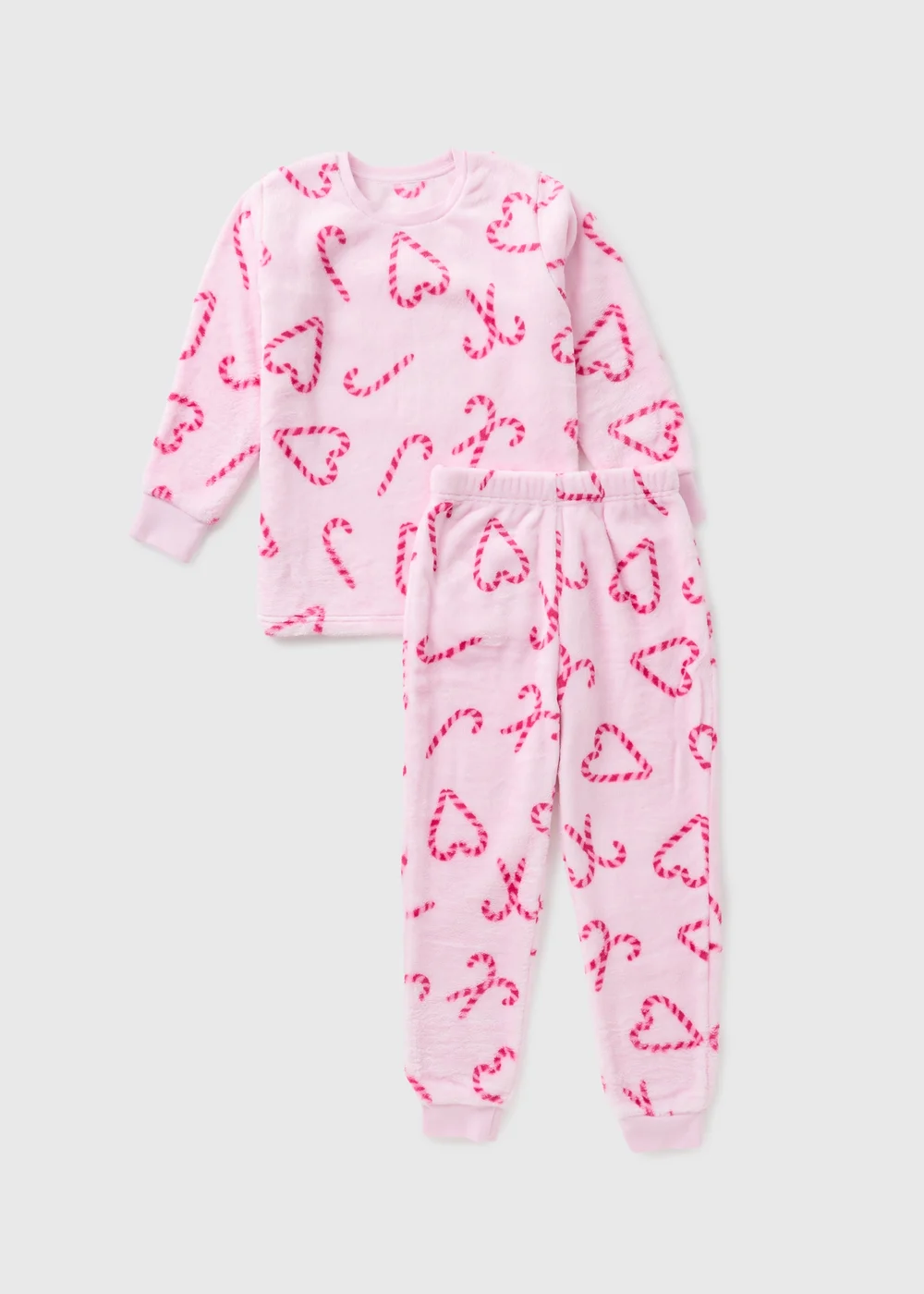 Girls Pink Christmas Candy Cane Pyjama Set (7-13yrs) - Age 7 Years Image 1